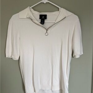 H&M Off-White Slim Fit Polo